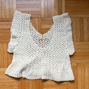 White Crochet Knit Top